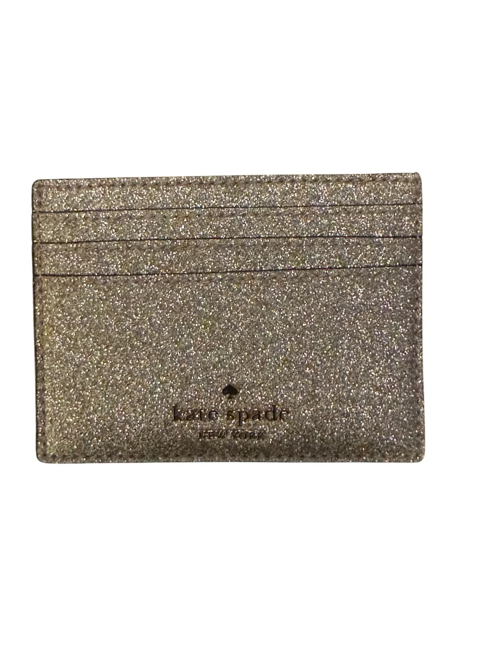 kate spade Glitter Card Holder in Champagne Gold